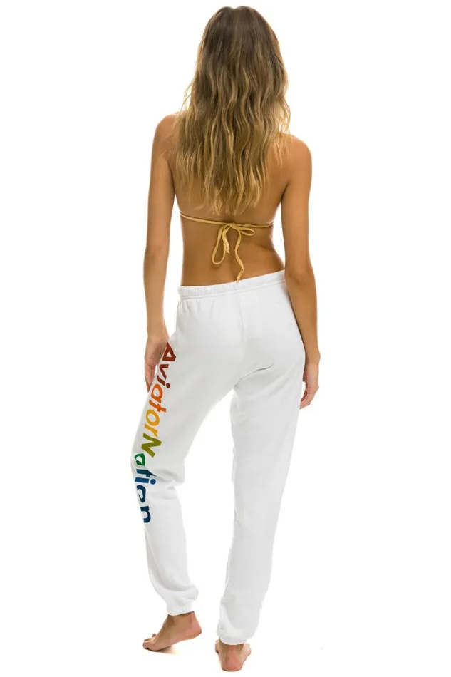 Women Sweatpants Aviator Nation Aspen Sweatpants 8211 White