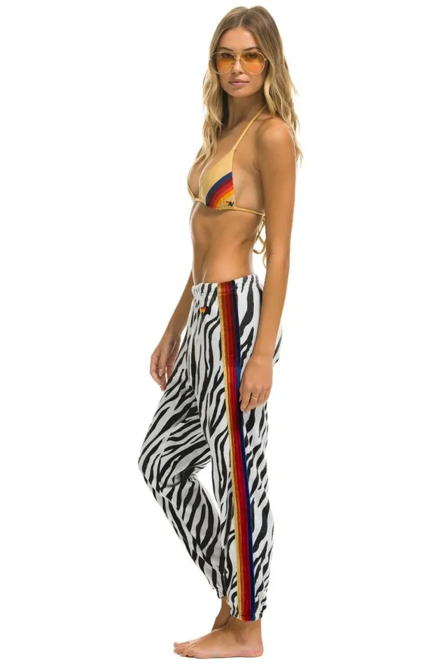 Women Sweatpants Aviator Nation Classic Velvet Stripe Sweatpants 8211 Zebra