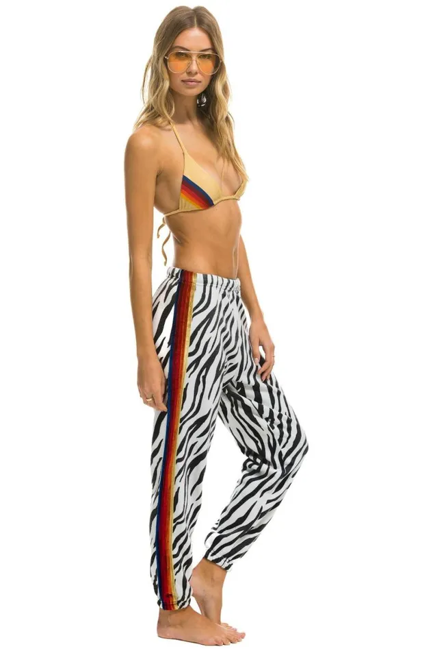 Women Sweatpants Aviator Nation Classic Velvet Stripe Sweatpants 8211 Zebra