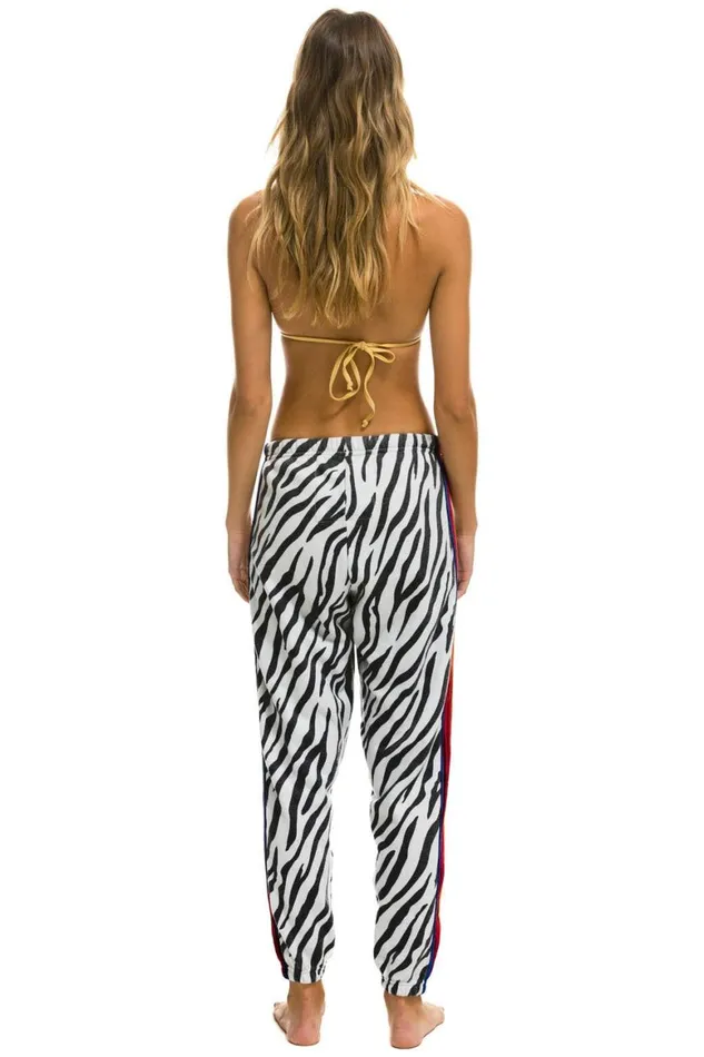 Women Sweatpants Aviator Nation Classic Velvet Stripe Sweatpants 8211 Zebra