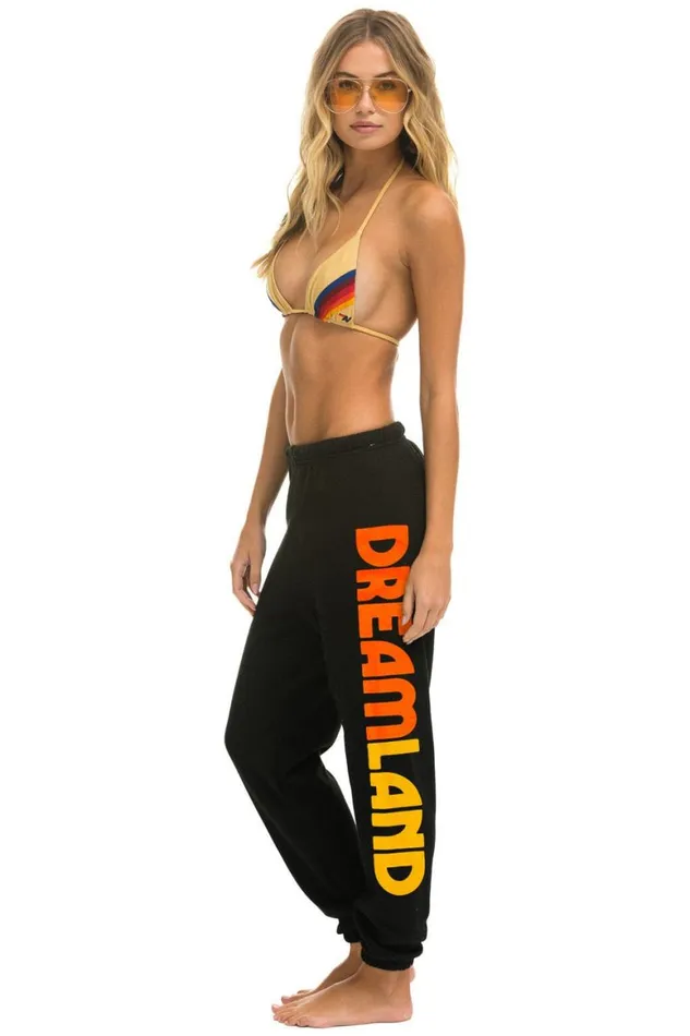 Women Sweatpants Aviator Nation Dreamland Tiger Sweatpants 8211 Black