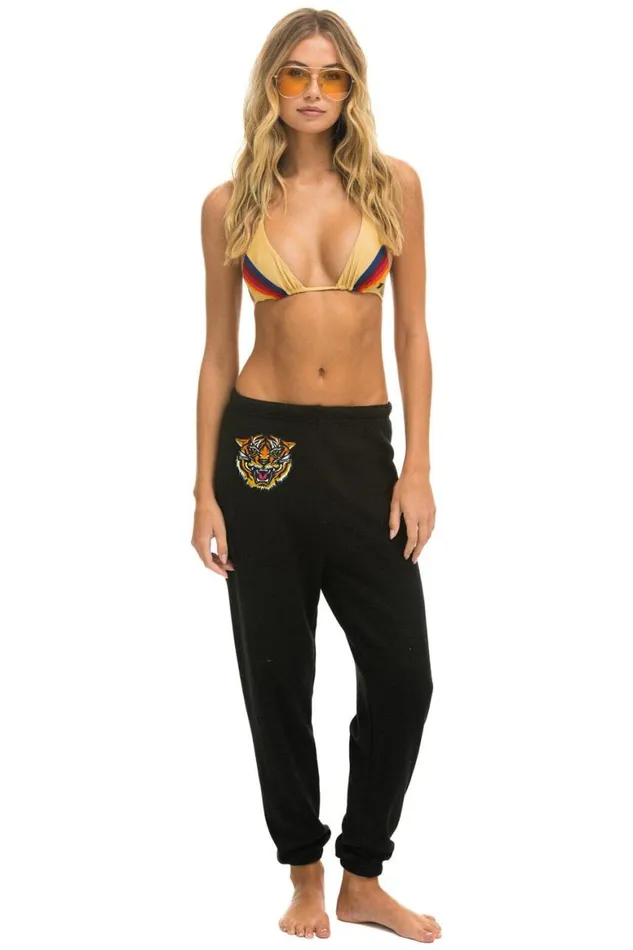 Women Sweatpants Aviator Nation Dreamland Tiger Sweatpants 8211 Black