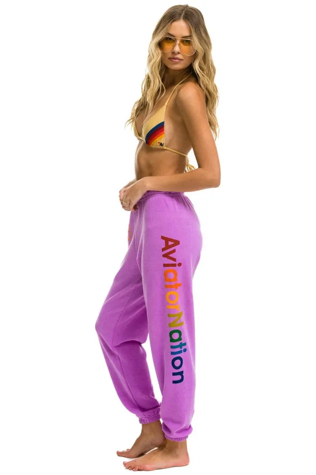 Women Sweatpants Aviator Nation Haight Ashbury Sweatpants 8211 Neon Purple