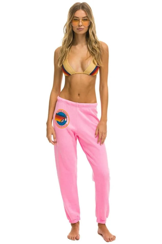 Women Sweatpants Aviator Nation Laguna Beach Sweatpants 8211 Neon Pink
