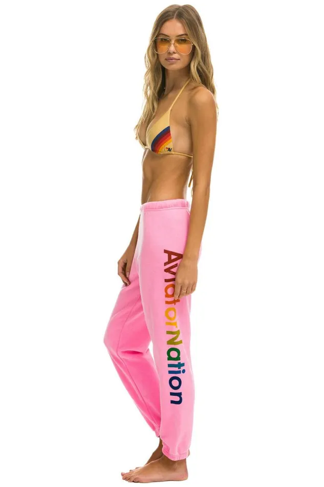 Women Sweatpants Aviator Nation Laguna Beach Sweatpants 8211 Neon Pink