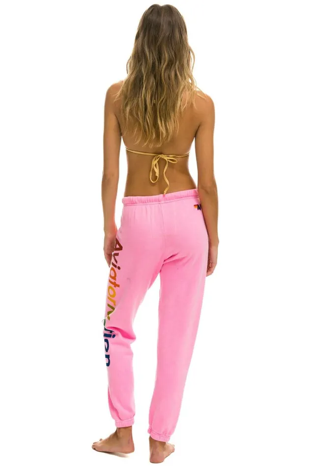 Women Sweatpants Aviator Nation Laguna Beach Sweatpants 8211 Neon Pink