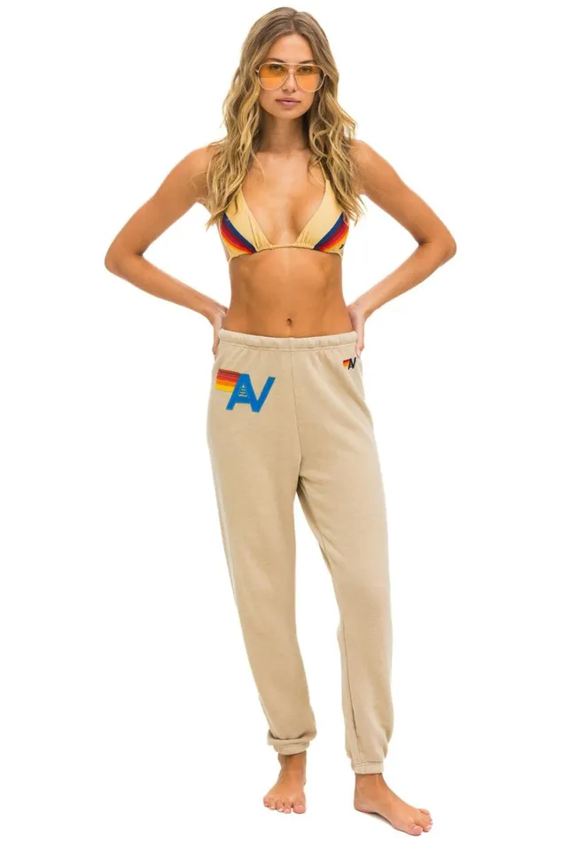 Women Sweatpants Aviator Nation Logo Stitch Sweatpants 8211 Sand
