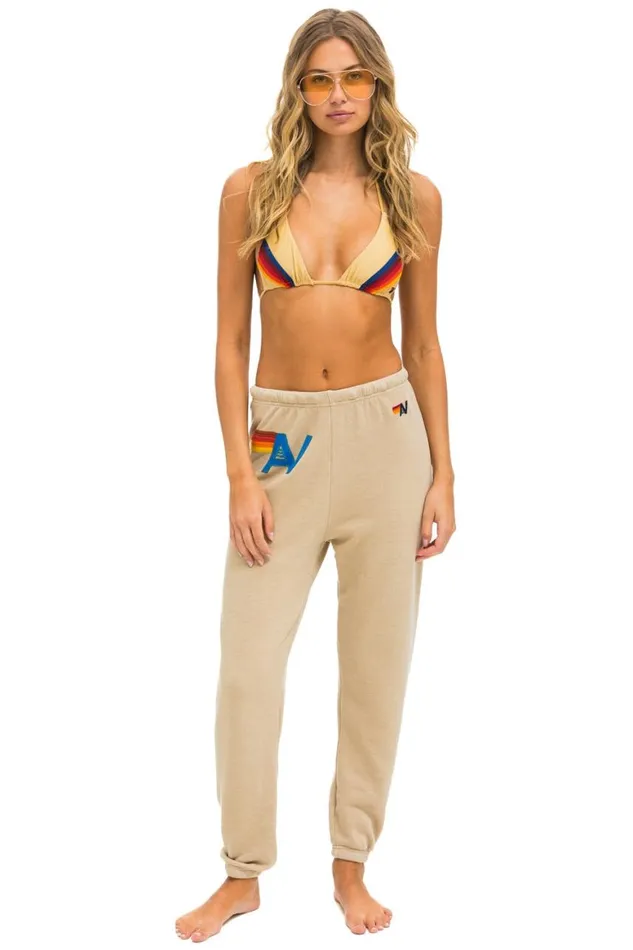Women Sweatpants Aviator Nation Logo Stitch Sweatpants 8211 Sand