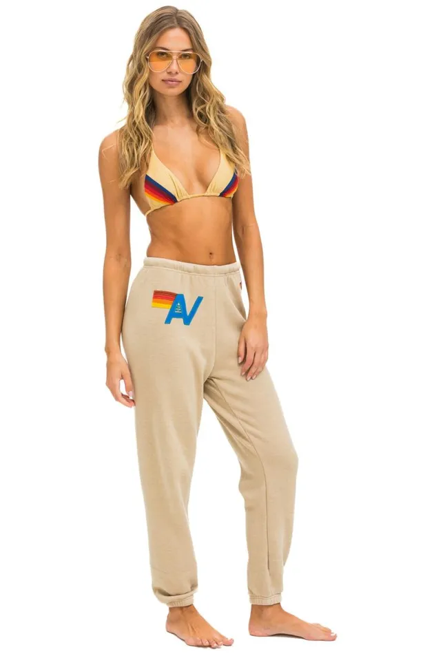 Women Sweatpants Aviator Nation Logo Stitch Sweatpants 8211 Sand