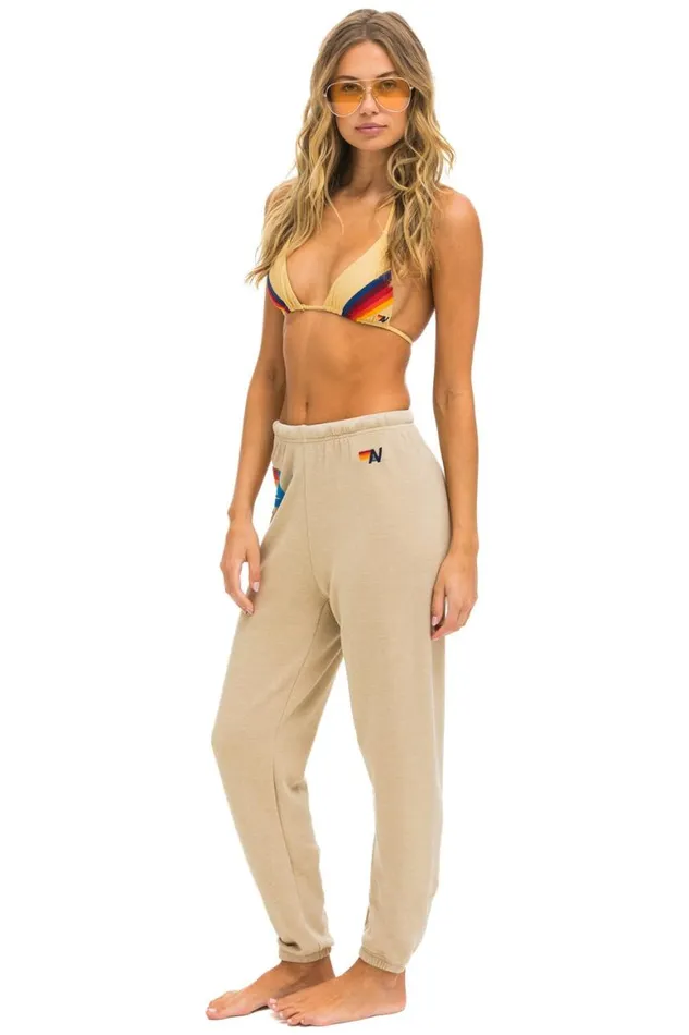 Women Sweatpants Aviator Nation Logo Stitch Sweatpants 8211 Sand