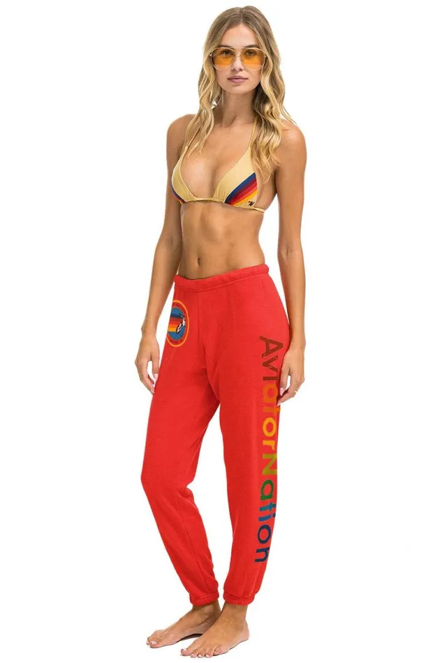 Women Sweatpants Aviator Nation Miami Sweatpants 8211 Red
