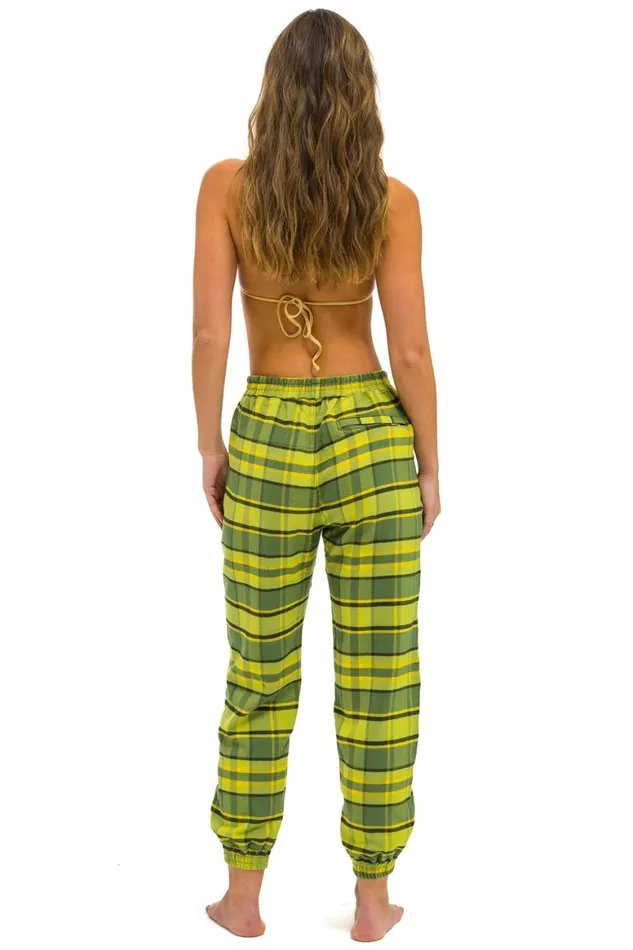 Women Sweatpants Aviator Nation Plaid Lodge Pant 8211 Avocado Plaid