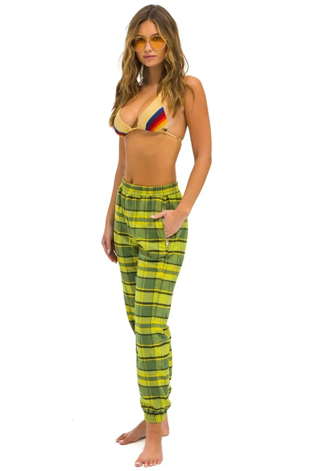 Women Sweatpants Aviator Nation Plaid Lodge Pant 8211 Avocado Plaid