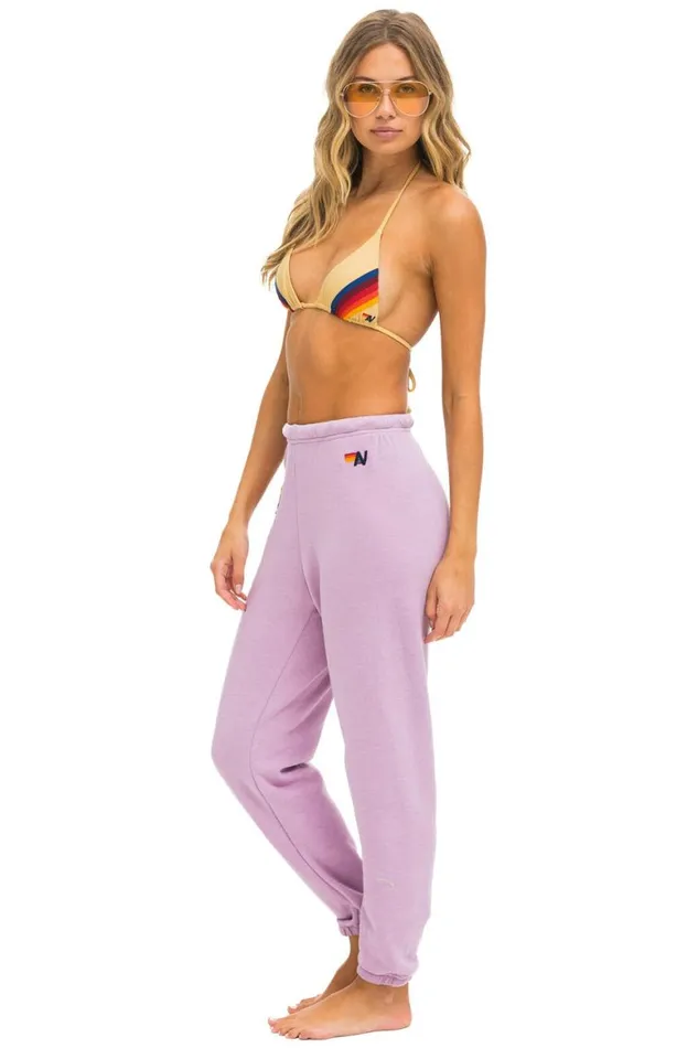 Women Sweatpants Aviator Nation Rainbow Heart Stitch Sweatpants 8211 Mauve