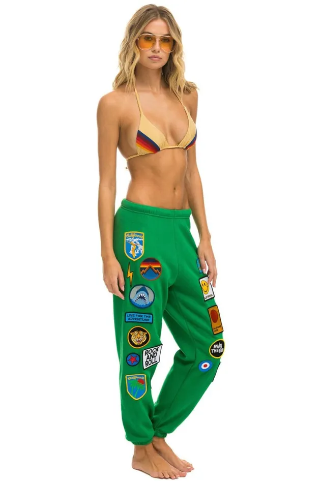 Women Sweatpants Aviator Nation Vintage Patch Sweatpants 8211 Kelly Green