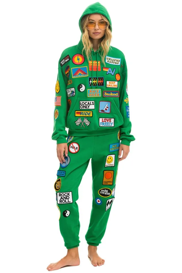 Women Sweatpants Aviator Nation Vintage Patch Sweatpants 8211 Kelly Green