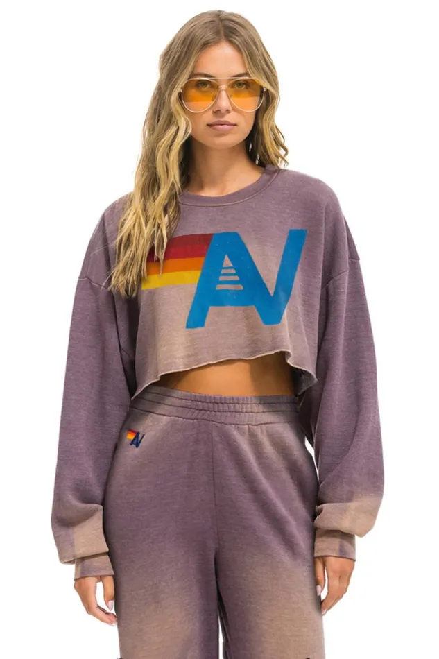 Women Sweatshirts Aviator Nation Vintage Logo Cropped Crew Sweatshirt Relaxed 8211 Faded Mocha Women Sweatshirts Aviator Nation Vintage Logo Cropped Crew Sweatshirt Relaxed 8211 Faded Mocha