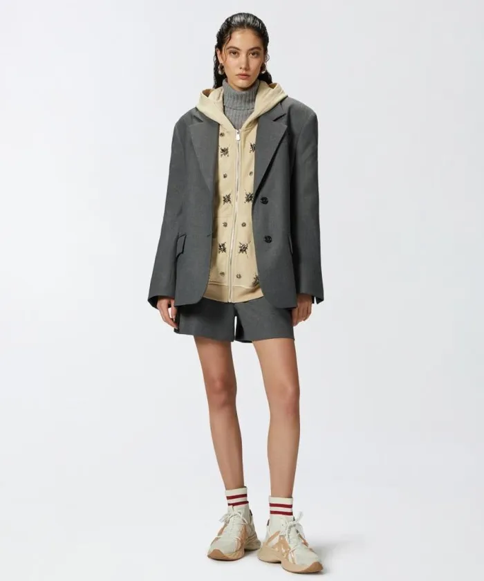 Women Sweatshirts Pinko Hoodie With Jewel Embroidery Fog Beige Women Sweatshirts Pinko Hoodie With Jewel Embroidery Fog Beige
