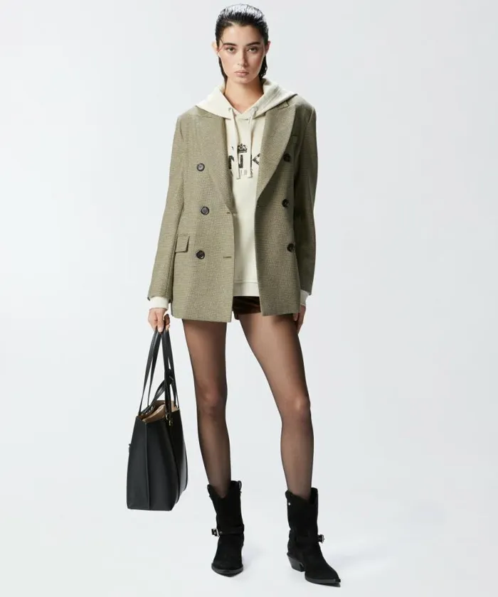 Women Sweatshirts Pinko PINKO Atelier Hoodie Fog Beige Women Sweatshirts Pinko PINKO Atelier Hoodie Fog Beige