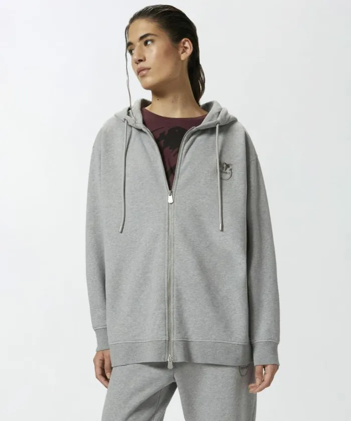 Women Sweatshirts Pinko Sweatshirt With Zip And Embroidered Logo Hood Drizzle Grey Women Sweatshirts Pinko Sweatshirt With Zip And Embroidered Logo Hood Drizzle Grey