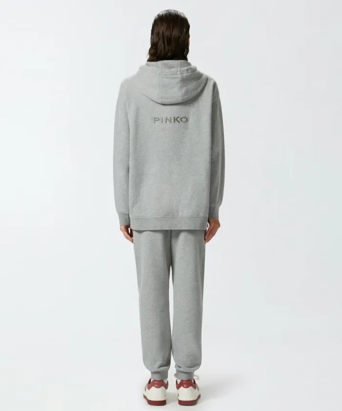 Women Sweatshirts Pinko Sweatshirt With Zip And Embroidered Logo Hood Drizzle Grey Women Sweatshirts Pinko Sweatshirt With Zip And Embroidered Logo Hood Drizzle Grey