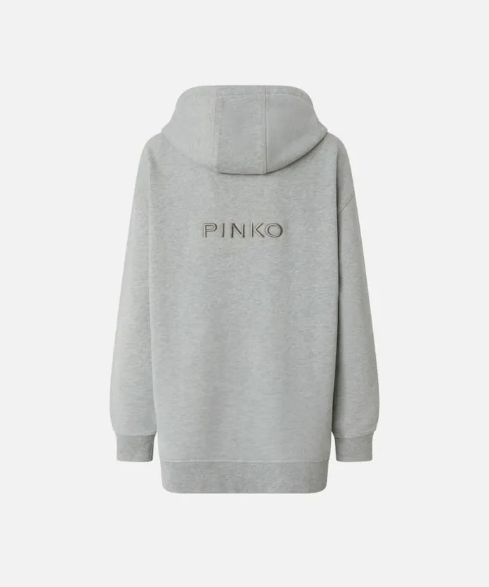 Women Sweatshirts Pinko Sweatshirt With Zip And Embroidered Logo Hood Drizzle Grey Women Sweatshirts Pinko Sweatshirt With Zip And Embroidered Logo Hood Drizzle Grey