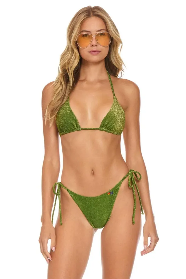Women Swim Bottoms Aviator Nation Sparkle Turks Side Tie Cheeky Bikini Bottoms 8211 Army Women Swim Bottoms Aviator Nation Sparkle Turks Side Tie Cheeky Bikini Bottoms 8211 Army