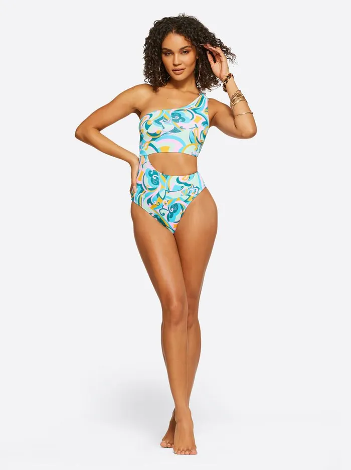 Women Swim Jessica Simpson Dream State One Piece In Blue Multi