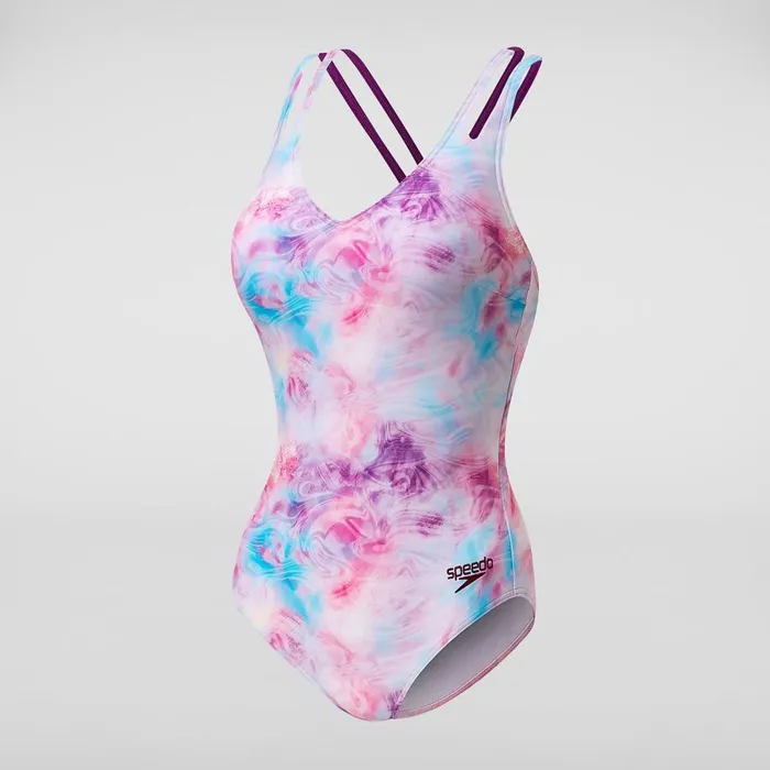 Women Swimming Costumes Speedo Women039s Double Strap Printed Swimsuit PinkBlue Women Swimming Costumes Speedo Women039s Double Strap Printed Swimsuit PinkBlue