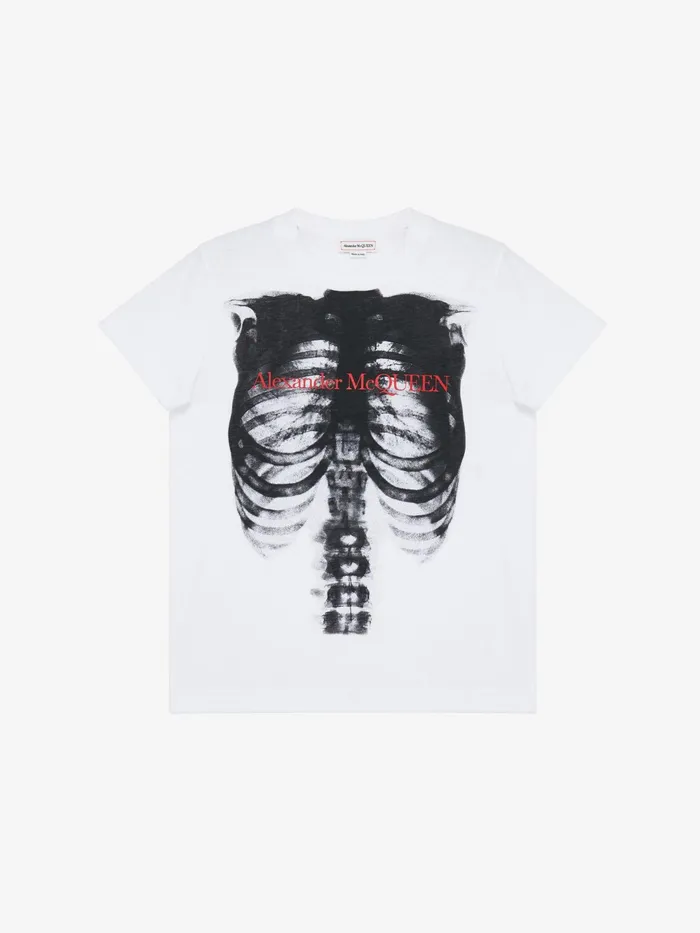 Women TShirts And Sweatshirts Alexander McQueen Ribcage Fitted TShirt White