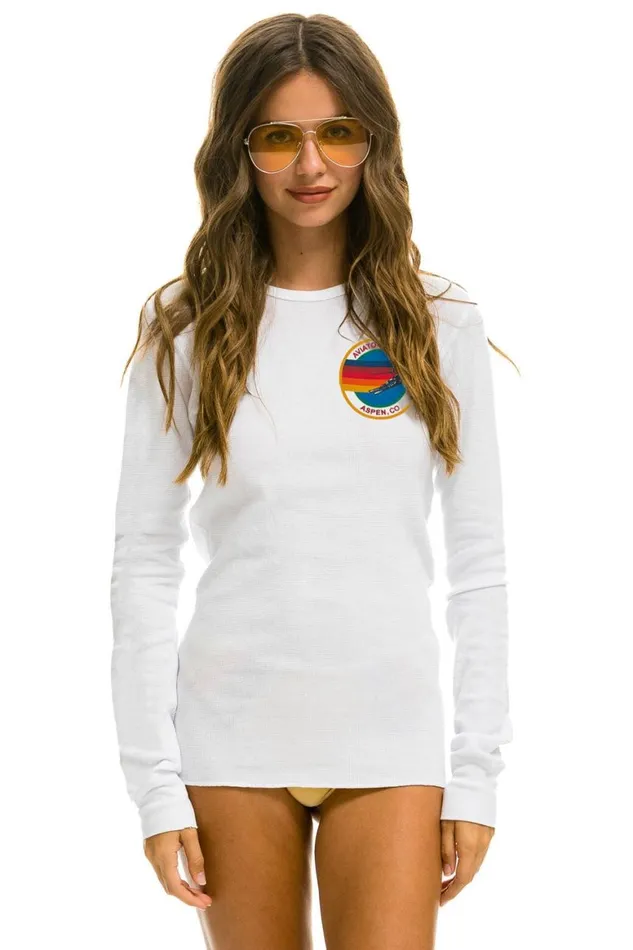 Women Tees Aviator Nation Aspen Thermal 8211 White