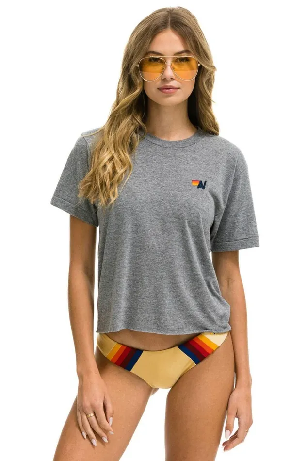 Women Tees Aviator Nation Basic Boyfriend Tee 8211 Heather Grey