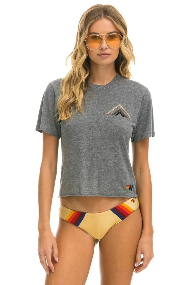 Women Tees Aviator Nation Mountain Stitch Boyfriend Tee 8211 Heather Grey Grey Women Tees Aviator Nation Mountain Stitch Boyfriend Tee 8211 Heather Grey Grey