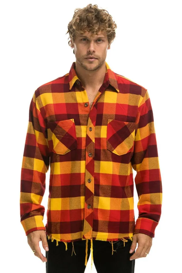 Women Tees Aviator Nation Plaid Flannel Light Weight Unisex Western Shirt 8211 Surfy Plaid