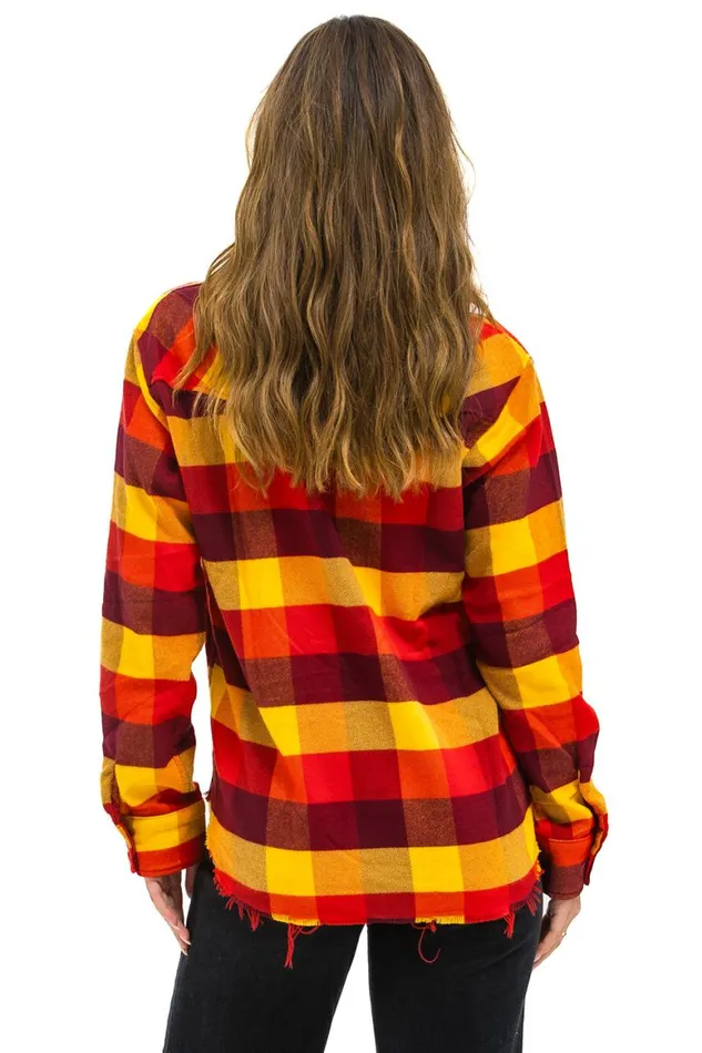 Women Tees Aviator Nation Plaid Flannel Western Shirt 8211 Surfy Plaid