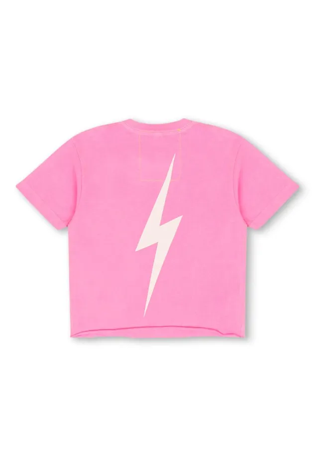 Women Tees Aviator Nation University Of Texas Bolt Hookem Boyfriend Tee 8211 Neon Pink