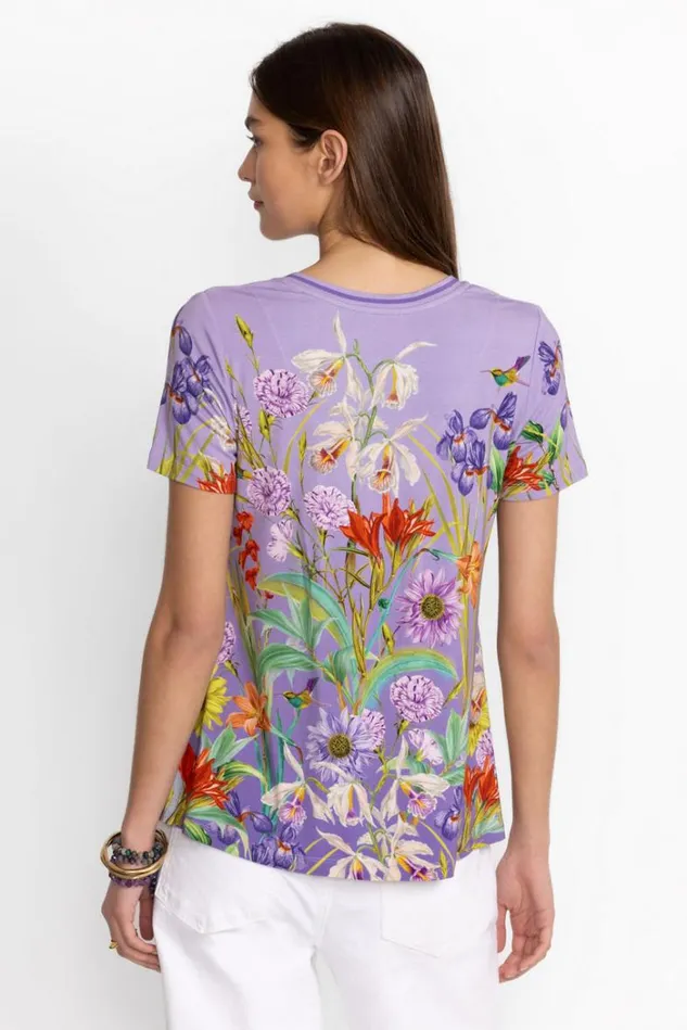 Women The Janie Favorite Short Sleeve VNeck Swing Tee Daphne Purple Johnny Was Tops Women The Janie Favorite Short Sleeve VNeck Swing Tee Daphne Purple Johnny Was Tops