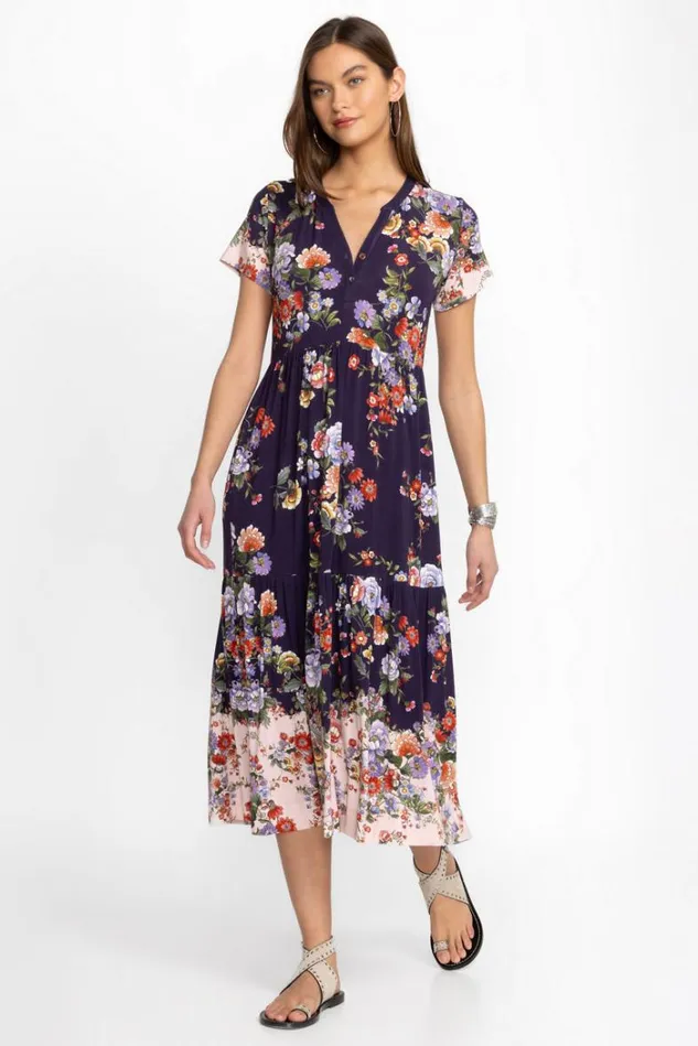 Women THE JANIE FAVORITE TIERED HENLEY KNIT DRESS Elsa Johnny Was Dresses