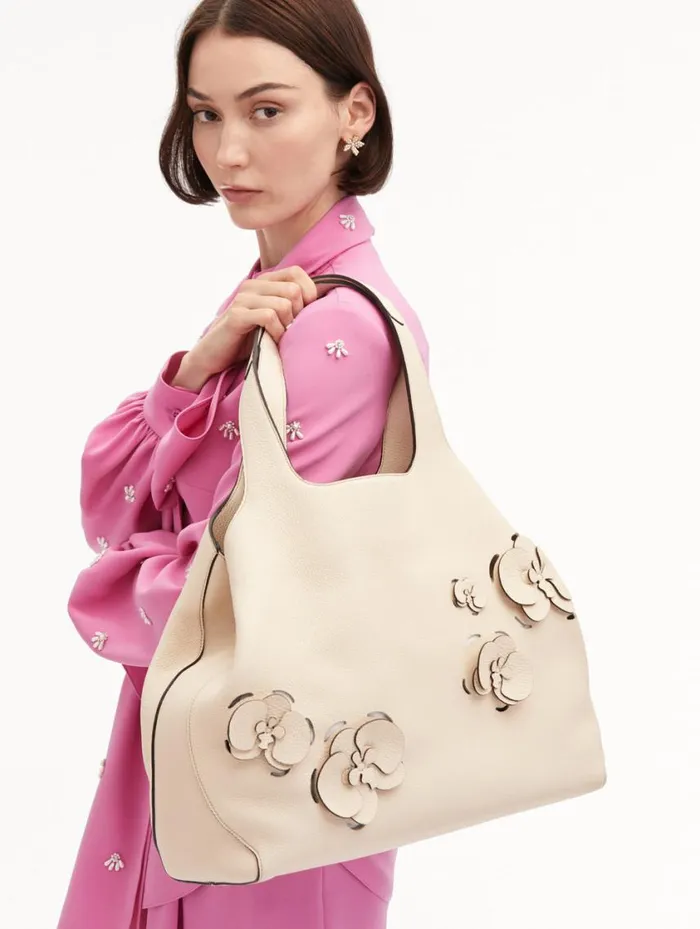 Women The LaserCut Orchid Topaz Ivory Oscar De La Renta Signature Handbags Women The LaserCut Orchid Topaz Ivory Oscar De La Renta Signature Handbags