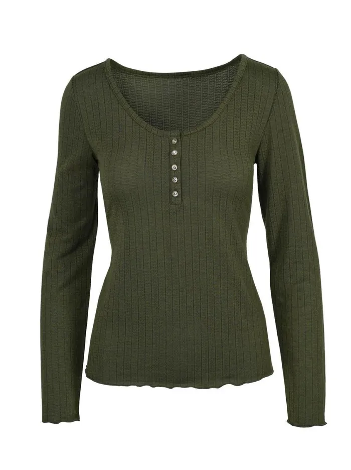 Women Tops and Tees Jessica Simpson Tahani Henley Top In Bronze Green