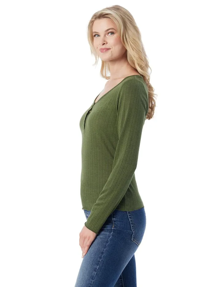 Women Tops and Tees Jessica Simpson Tahani Henley Top In Bronze Green