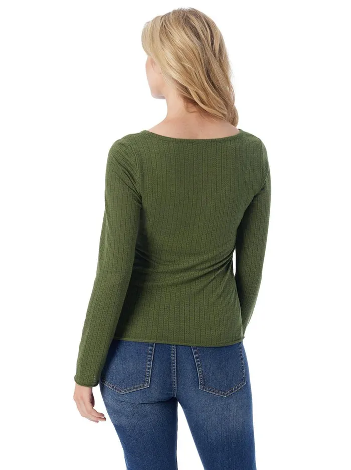 Women Tops and Tees Jessica Simpson Tahani Henley Top In Bronze Green