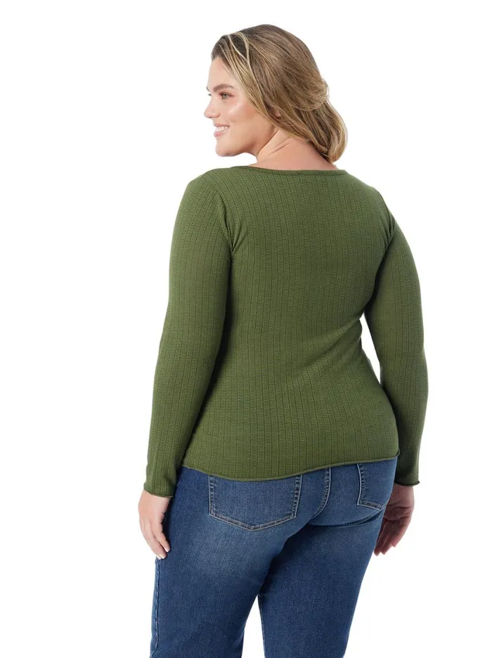 Women Tops and Tees Jessica Simpson Tahani Henley Top In Bronze Green