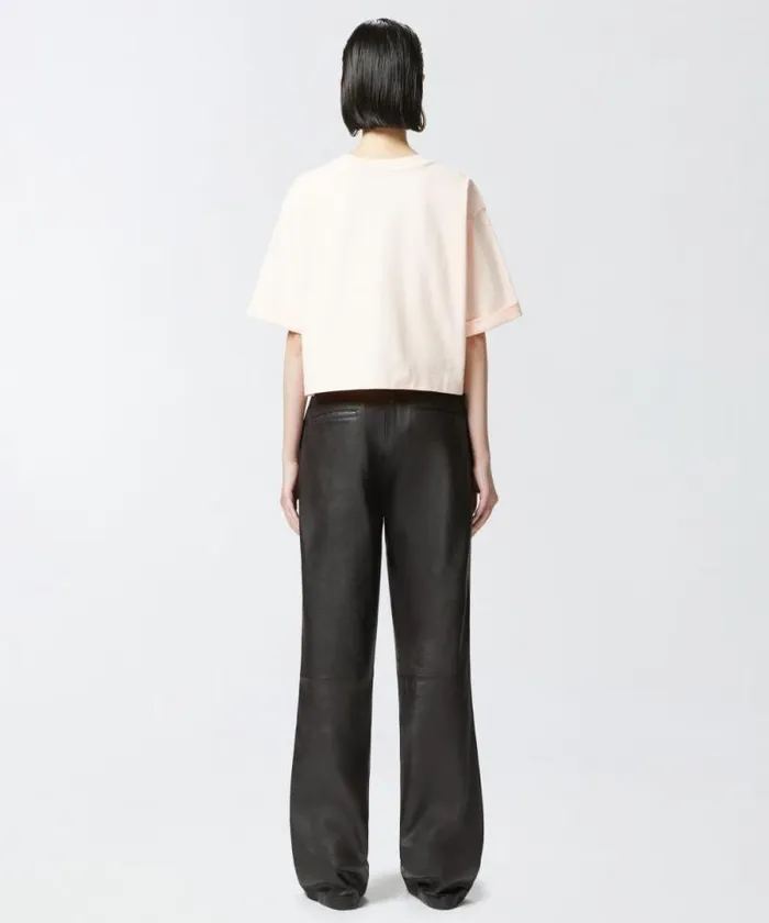 Women Topwear Pinko Cropped Tshirt With Embroidered Logo Pinkpale Chestnut Brown Women Topwear Pinko Cropped Tshirt With Embroidered Logo Pinkpale Chestnut Brown
