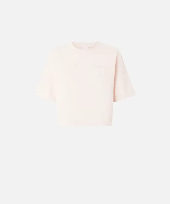 Women Topwear Pinko Cropped Tshirt With Embroidered Logo Pinkpale Chestnut Brown Women Topwear Pinko Cropped Tshirt With Embroidered Logo Pinkpale Chestnut Brown