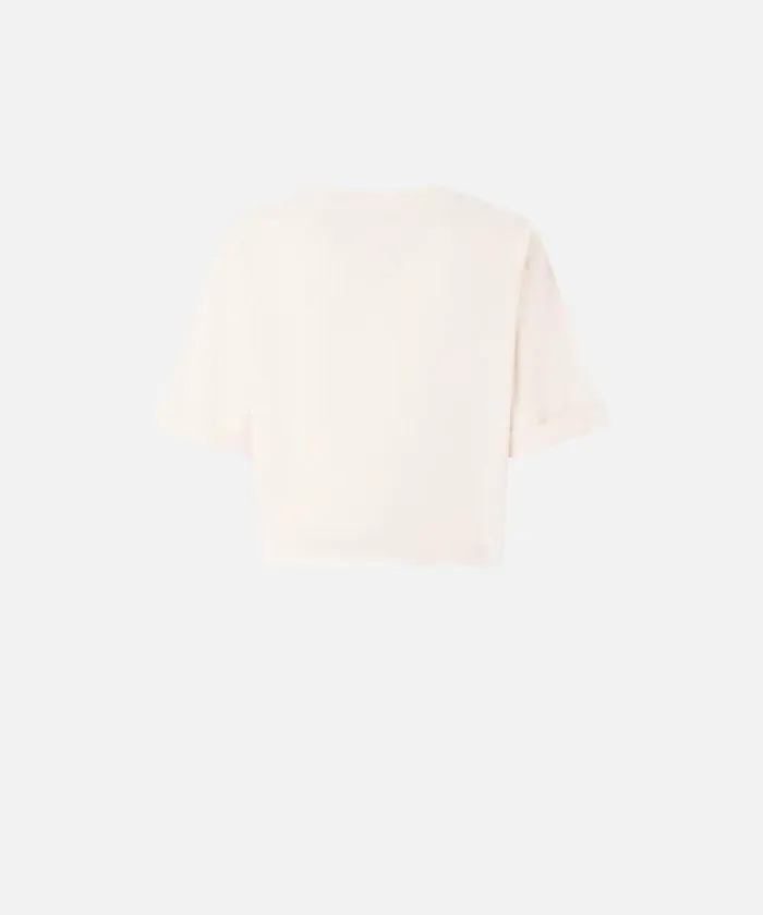 Women Topwear Pinko Cropped Tshirt With Embroidered Logo Pinkpale Chestnut Brown Women Topwear Pinko Cropped Tshirt With Embroidered Logo Pinkpale Chestnut Brown