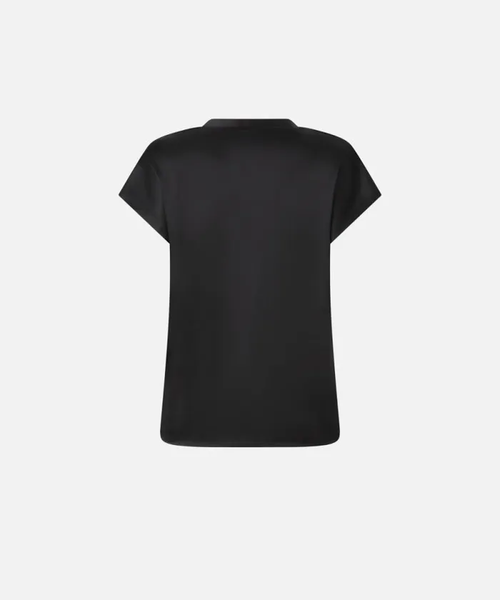 Women Topwear Pinko Silkblend Shortsleeved Blouse Limo Black Women Topwear Pinko Silkblend Shortsleeved Blouse Limo Black