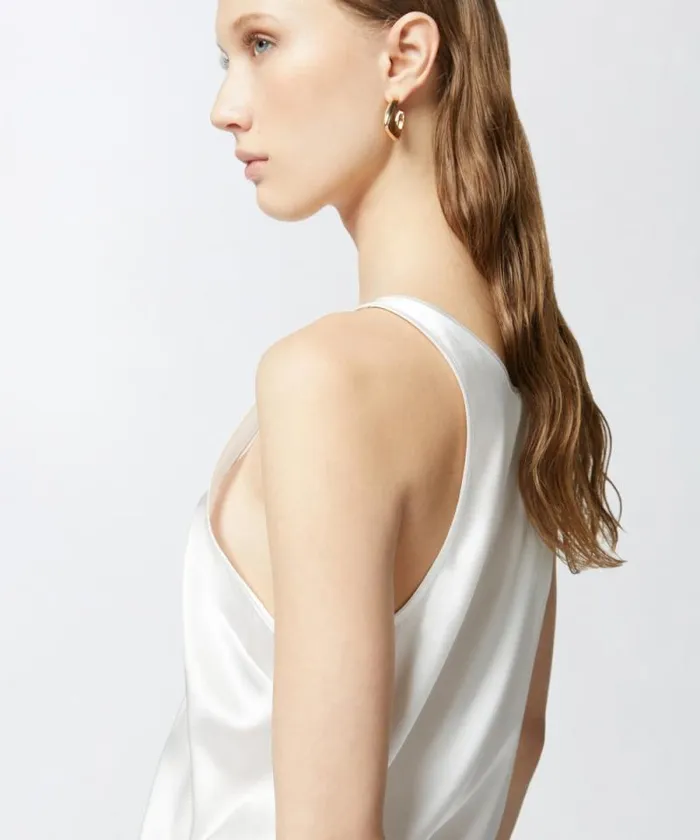 Women Topwear Pinko Stretch Silk Satin Vest Top Snow White Women Topwear Pinko Stretch Silk Satin Vest Top Snow White