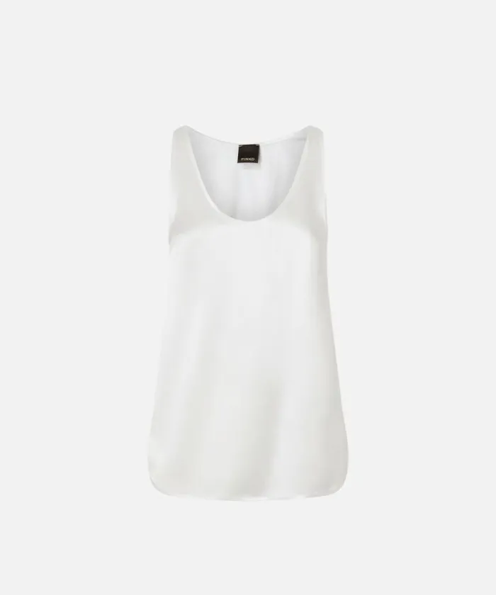 Women Topwear Pinko Stretch Silk Satin Vest Top Snow White Women Topwear Pinko Stretch Silk Satin Vest Top Snow White