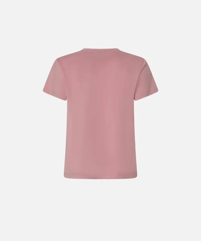 Women Topwear Pinko Tshirt With Crystalembroidered Love Birds Logo Zephyr Pink